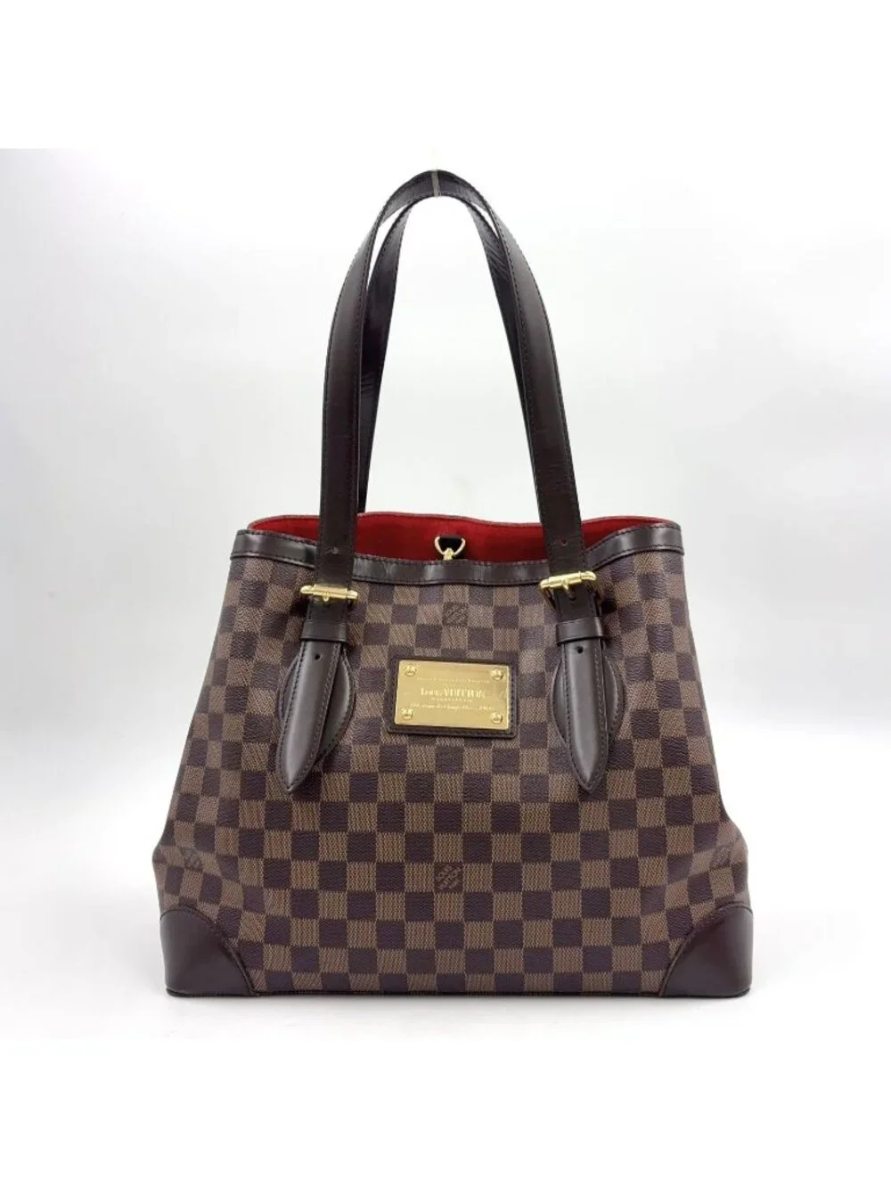 Louis Vuitton Hampstead MM Damier Ebene Leather Brown Tote Gold